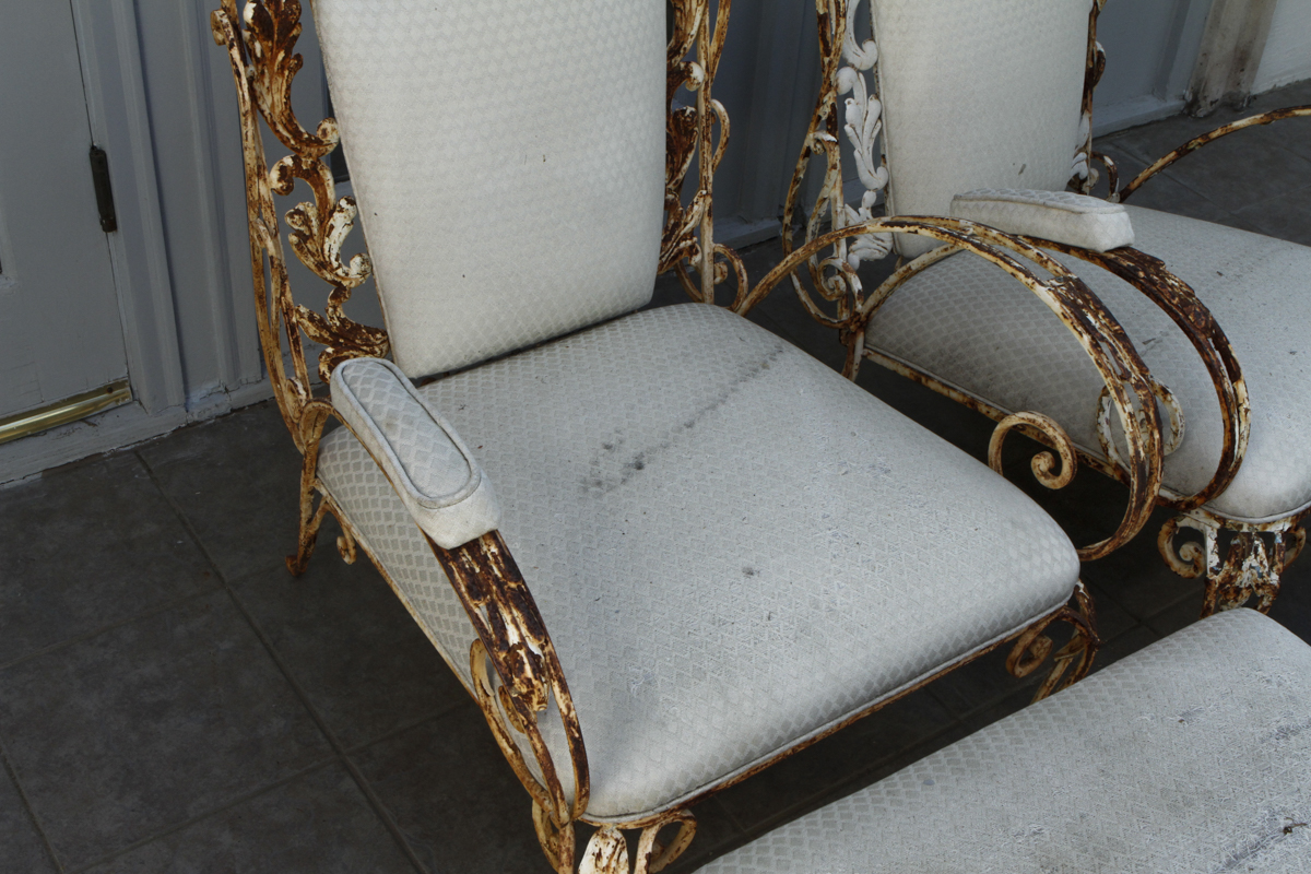 Antique French Patio Chairs with Ottomans EBTH